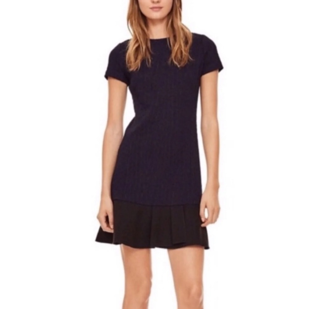 Tory Burch Textured Short Sleeve Flounce Dress